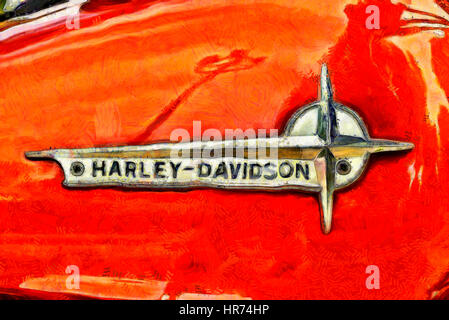 Harley-Davidson Abzeichen auf tank Stockfoto