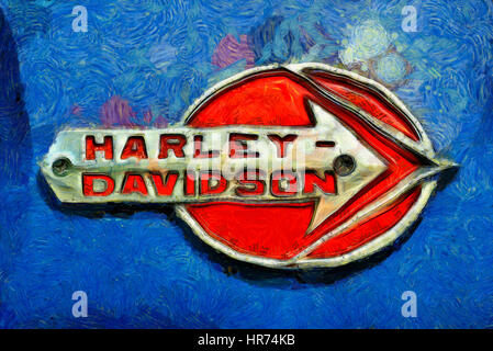 Harley-Davidson Abzeichen auf tank Stockfoto