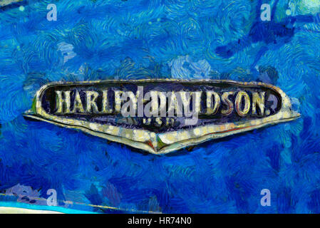 Harley-Davidson Abzeichen auf tank Stockfoto