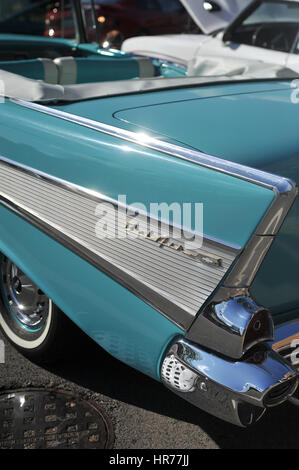 Vertikales Detail eines Chevrolet Bel Air, ein historisches amerikanisches Auto Stockfoto