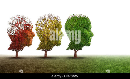 Demenz und psychischen Erholung Behandlung und Alzheimer Gehirn Speicher Krankheit Therapiekonzept als altem Baumbestand als eine Neurologie erholt. Stockfoto