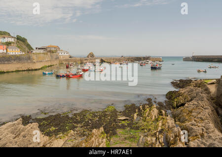 Megavissey Hafeneinfahrt, Süd Cornwall. Stockfoto