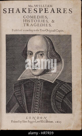 Titel Seite Shakespeares erste Folio 1623 Stockfoto