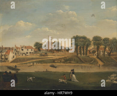 Die alte Pfarrkirche und das Dorf, Hampton-on-Thames, Middlesex, 18. Jahrhundert - Google Art Project Stockfoto