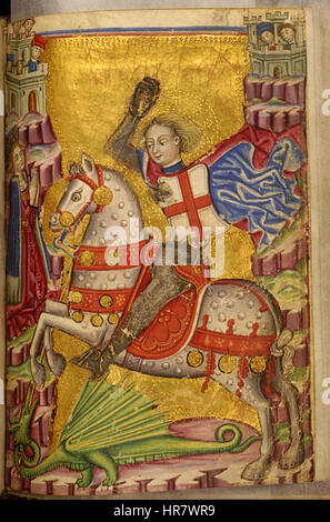 Zanino di Pietro - Saint George Killing the Dragon - Walters W322215R - offene Vorderseite Stockfoto