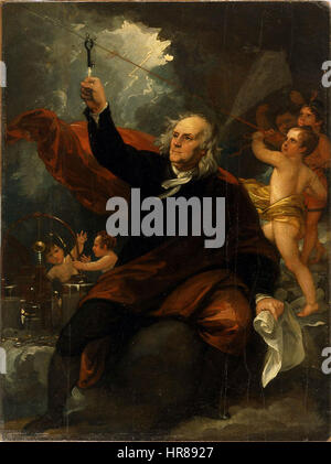 West - Benjamin Franklin Zeichnung Strom vom Himmel (ca 1816) Stockfoto