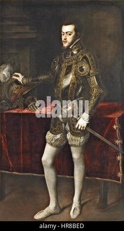 Tizian - Portrait von Philipp II. im Harnisch - WGA22970 Stockfoto