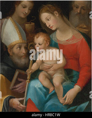 Vincenzo Rustici - Madonna mit Kind und heiligen Augustinus, der Evangelist Johannes und Josef Stockfoto