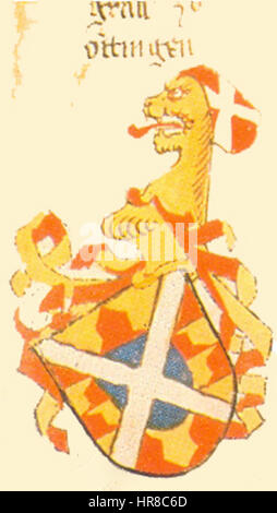 Der „XIngeram Codex“ 090a-Oettingen ist eine mittelalterliche Handschrift mit kompliziertem beleuchtetem Text und Illustrationen. Es stellt die Verschmelzung von Kunst und Literatur dar und zeigt die mittelalterliche Methode des Erzählens durch Bilder und Schriften. Stockfoto