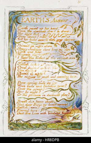 Lieder der Unschuld und von Erfahrung, kopieren Y, 1825 (Metropolitan Museum of Art) Objekt 31 Erde Antwort Stockfoto