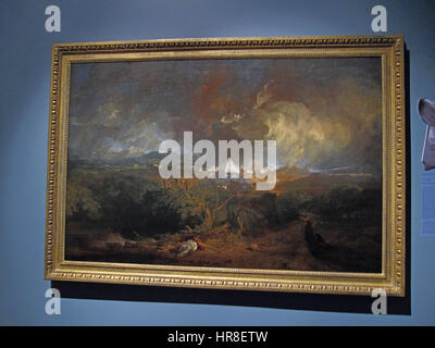 Die fünfte Plage Ägyptens, ein Gemälde von Joseph Mallord William Turner, einem englischen Romantiker, geschaffen im Jahr 1800 für die Ausstellung der Royal Academy in London, das die siebte Plage des Hagels darstellt, wie sie im Buch Exodus beschrieben wird. Stockfoto