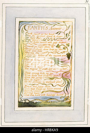 Lieder der Unschuld und von Erfahrung, kopieren V, 1821 (Morgan Library and Museum) Objekt 31 Erde Antwort Stockfoto