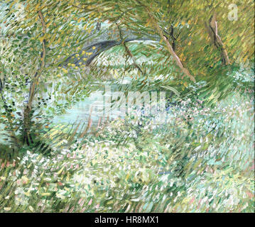 Vincent Van Gogh - Ufer der Seine mit dem Pont de Clichy im Frühjahr (1887) Stockfoto