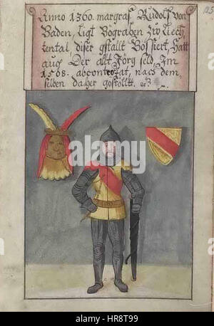 Das Trachtenbuch von Matthaus Schwarz ist eine illustrierte Handschrift aus Augsburg aus dem 16. Jahrhundert, die verschiedene Kleidungsstücke von Männern und Frauen in der Renaissance zeigt. Das Manuskript dient als wichtige visuelle Aufzeichnung der Mode aus dieser Zeit. Stockfoto