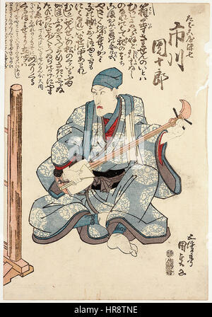 Utagawa Kunisada (Toyokuni III) Schauspieler spielen Shamisen Stockfoto