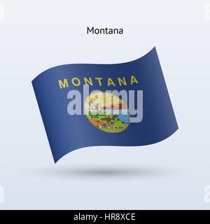 Bundesstaat Montana Flagge winken Form auf grauem Hintergrund. Vektor-Illustration. Stock Vektor