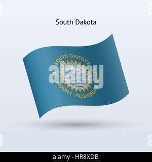 Bundesstaat South Dakota Flagge winken Form auf grauem Hintergrund. Vektor-Illustration. Stock Vektor