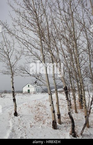 McDougall Memorial United Church in Morleyville Siedlung Stockfoto