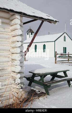 Gedächtniskirche in Morleyville Siedlung in Alberta. Stockfoto