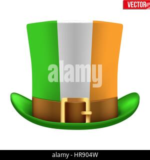 St. Patrick grünen Hut mit irische Flagge. Gestaltungselement für Saint Patricks Holiday Tag. Vektor-Illustration isoliert auf weißem Hintergrund. Stock Vektor