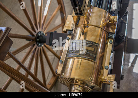 Einem Gatling-Batterie auf dem Display im Yuma Territorial Prison Museum in Yuma, Arizona Stockfoto