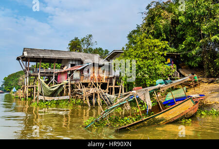 Boote auf dem Pa Sak River in Ayutthaya, Thailand Stockfoto