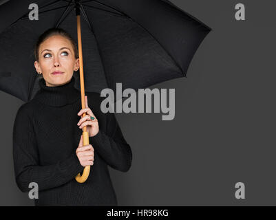 Frau neugierig Bewusstsein Oberbegriff Portrait Stockfoto