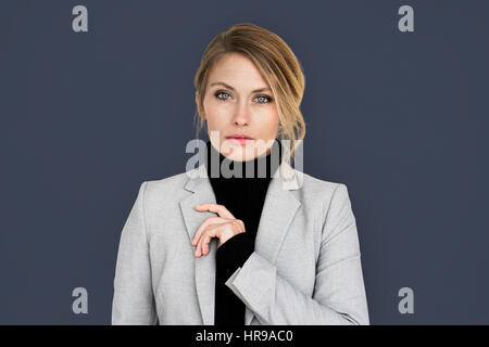 Frau ernst Studio Portarit Konzept Stockfoto