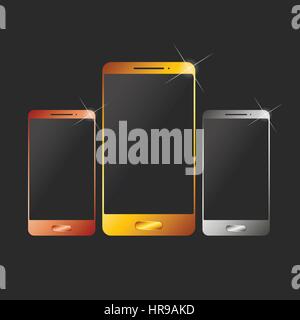 Mobile Phone. Silber, Bronze und gold Stock Vektor