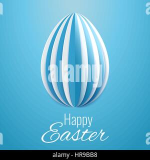 Vektor-Frohe Ostern Grußkarte mit Papier Easter Egg auf blauem Hintergrund Stock Vektor