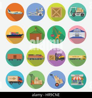 Güterverkehr und Logistik Icon Set Stock Vektor
