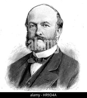 Carl Friedrich Hermann von Mittnacht, ab 1887 Freiherr von Mittnacht, 1825-1909, war ein deutscher Jurist. Er war der erste Ministerpräsident des Königreichs Württemberg, Situation aus der Zeit der Franco-Preussischer Krieg oder Französisch-deutscher Krieg, Deutsch-Franzoesischer Krieg 1870-1871, Reproduktion einer original Holzschnitt aus dem Jahr 1885, digital verbessert Stockfoto