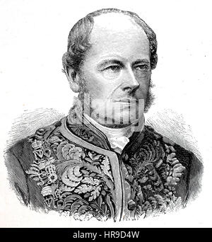 Graf Friedrich Ferdinand von Beust, Friedrich Ferdinand Graf von Beust, war 1809-1886, ein deutscher und österreichischer Staatsmann. Als Gegenspieler von Bismarck, er versuchte, eine gemeinsame Politik der deutschen mittleren Staaten zwischen Österreich und Preußen, die Situation aus der Zeit der Franco-Preussischer Krieg oder Französisch-deutscher Krieg, Deutsch-Franzoesischer Krieg schließen 1870-1871, Reproduktion einer original Holzschnitt aus dem Jahr 1885, Digital verbessert Stockfoto