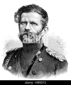 Edwin Freiherr von Manteuffel, wurde 1809-1885, ein Deutsch-Brandenburgische bekannt für seine Siege in der Franco-Preussischer Krieg Situation aus der Zeit der Franco-Preussischer Krieg oder Französisch-deutscher Krieg, Deutsch-Franzoesischer Krieg 1870-1871, Reproduktion einer original Holzschnitt aus dem Jahr 1885, digital verbessert Stockfoto