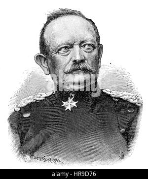 Eduard Friedrich Karl von Fransecky, 1807-1890, war preußischer General, in dem österreichisch-preußischen Krieg und Franco-Preussischer Krieg, Situation aus der Zeit der Franco-Preussischer Krieg diente, oder Französisch-deutscher Krieg, Deutsch-Franzoesischer Krieg 1870-1871, Reproduktion einer original Holzschnitt aus dem Jahr 1885, digital verbessert Stockfoto