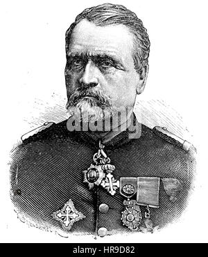 Emmanuel Felix de Wimpffen, Graf von Wimpffen, wurde 1811 bis 1884, ein französischer Soldat und General österreichischer Herkunft, Situation aus der Zeit der Franco-Preussischer Krieg oder Französisch-deutscher Krieg, Deutsch-Franzoesischer Krieg 1870-1871, Reproduktion einer original Holzschnitt aus dem Jahr 1885, digital verbessert Stockfoto