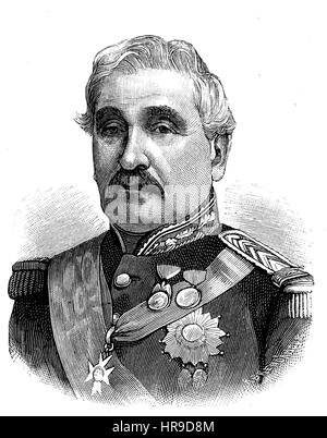 Charles Guillaume Marie Appollinaire Antoine Cousin Montauban, Comte de Palikao, 1796-1878, war ein französischer General und Staatsmann, Situation aus der Zeit der Franco-Preussischer Krieg oder Französisch-deutscher Krieg, Deutsch-Franzoesischer Krieg 1870-1871, Reproduktion einer original Holzschnitt aus dem Jahr 1885, digital verbessert Stockfoto