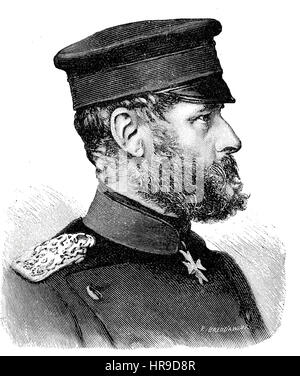 Friedrich Wilhelm Gustav Stiehle, Seit 1863 von Stiehle, 1823-1899, war ein preußischer Offizier, zuletzt General der Infanterie, Situation aus der Zeit der Franco-Preussischer Krieg oder Französisch-deutscher Krieg, Deutsch-Franzoesischer Krieg 1870-1871, Reproduktion einer original Holzschnitt aus dem Jahr 1885, digital verbessert Stockfoto