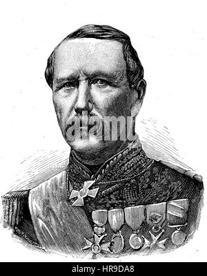 Marschall Marie Esme Patrice Maurice, Graf de MacMahon, Herzog von Magenta, 1808-1893, war ein französischer General und Politiker, mit der Unterscheidung der Marschall von Frankreich, Situation aus der Zeit der Franco-Preussischer Krieg oder Französisch-deutscher Krieg, Deutsch-Franzoesischer Krieg 1870-1871, Reproduktion einer original Holzschnitt aus dem Jahr 1885, digital verbessert Stockfoto