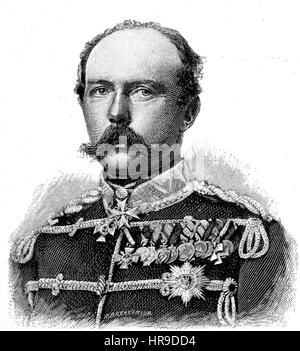 Prinz Friedrich Carl Nicolaus von Preußen, 1828-1885, war der Sohn von Prinz Charles von Preußen und seiner Frau, Prinzessin Marie von Saxe-Weimar-Eisenach, Situation aus der Zeit der Franco-Preussischer Krieg oder Französisch-deutscher Krieg, Deutsch-Franzoesischer Krieg, 1870-1871, Reproduktion einer original Holzschnitt aus dem Jahr 1885, digital verbessert Stockfoto