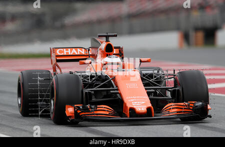 McLaren Fahrer Stoffel Vandoorne tagsüber zwei des Tests vor der Formel1 Saison 2017 auf dem Circuit de Catalunya, Barcelona. Stockfoto