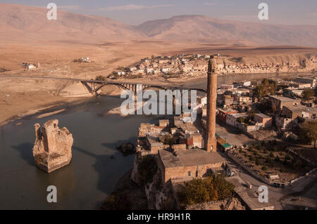 Türkischen Stadt Hasankeyf am Ufer des Tigris in der Südtürkei durch den Bau der Staudämme bedroht Stockfoto