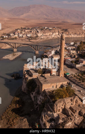 Türkischen Stadt Hasankeyf am Ufer des Tigris in der Südtürkei durch den Bau der Staudämme bedroht Stockfoto