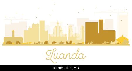 Luanda City Skyline golden Silhouette. Vector Illustration. einfache flache Konzept für Tourismus Präsentation, Banner, Plakat oder Website. Stock Vektor