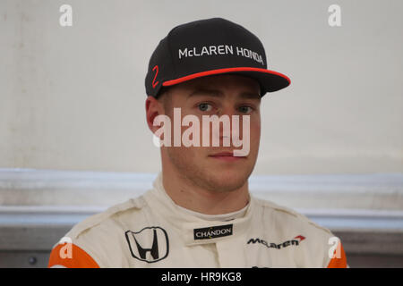 McLaren Fahrer Stoffel Vandoorne tagsüber zwei des Tests vor der Formel1 Saison 2017 auf dem Circuit de Catalunya, Barcelona. Stockfoto