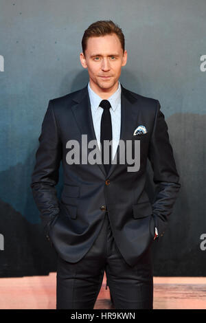 Tom Hiddleston Teilnahme an den Kong: Skull Island Holzaufkommens Premiere im Cineworld am Leicester Square, London. Stockfoto