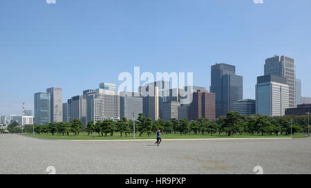 Skyline von Bezirk Chiyoda in Tokio von einem Park im Kaiserpalast von Tokio, Japan Stockfoto