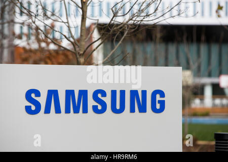 Ein Logo Zeichen außerhalb einer Einrichtung von Samsung Electronics America, Inc., in San Jose, Kalifornien, am 18. Februar 2017 besetzt. Stockfoto
