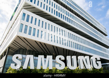 Ein Logo Zeichen außerhalb einer Einrichtung von Samsung Electronics America, Inc., in San Jose, Kalifornien, am 18. Februar 2017 besetzt. Stockfoto