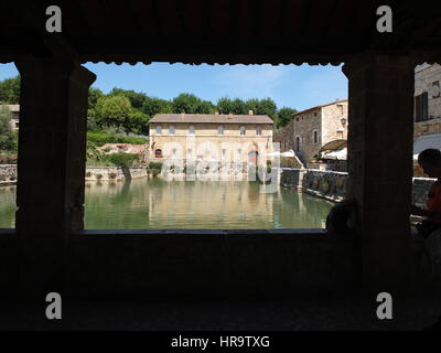 Das historische Bad in Bagno Vignoni, Val d ' Orcia, Toskana, Italien Stockfoto